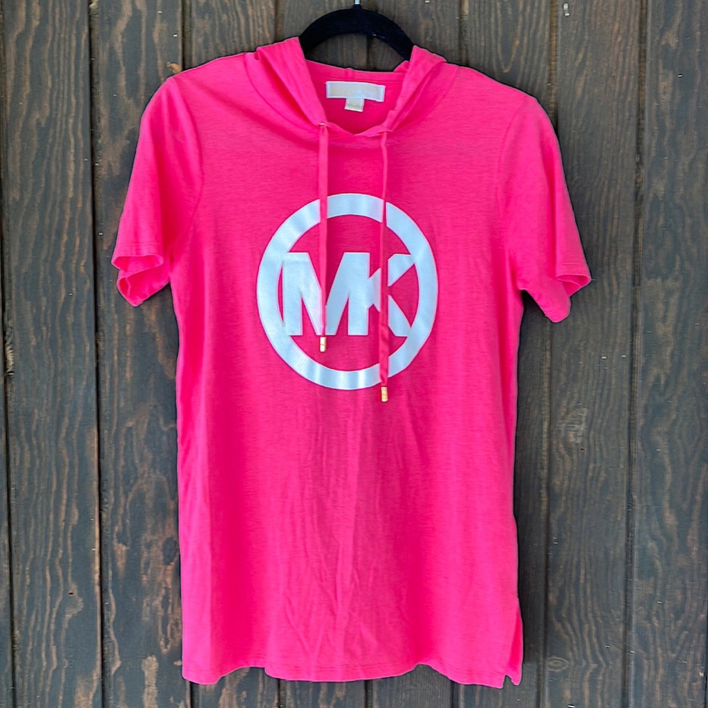 Michael Kors woman’s size small hoodie drawstring t-shirt in coral pink